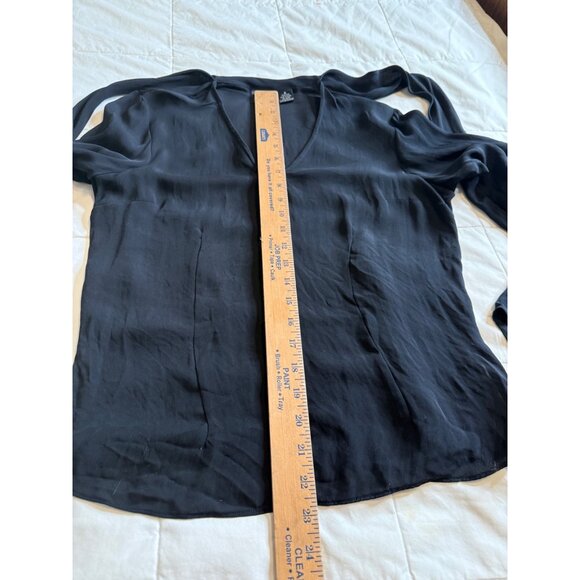 Black babydoll 100% Silk Long-Sleeve V-Neck Top  W Scarf  Womens 6 Whimsigoth Y2 - Picture 4 of 10